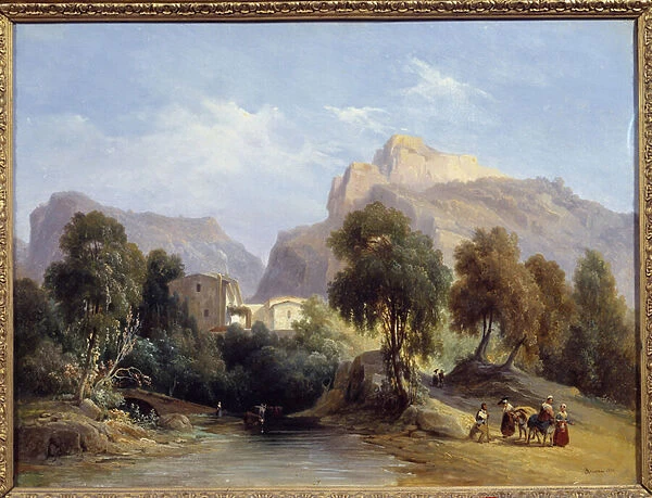 A stationery in the valley of Saint Pons Painting by Charles Renoux (1795-1846