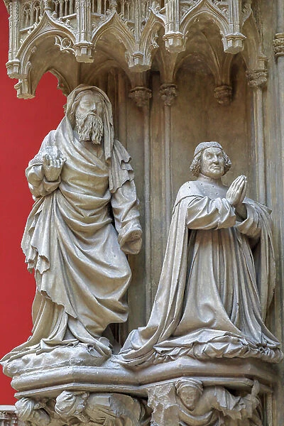 Statue of Philip III of France with saint John the baptist, 14th century (sculpture)