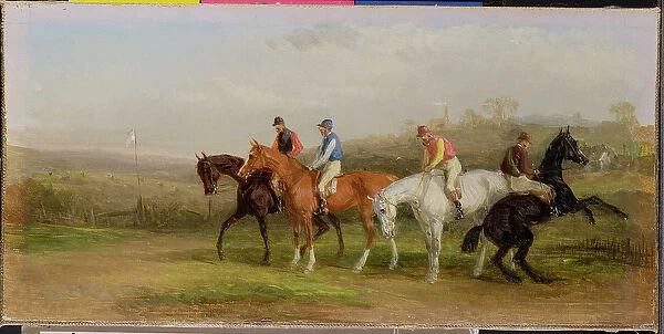Steeplechasing: At the Start (oil on canvas)