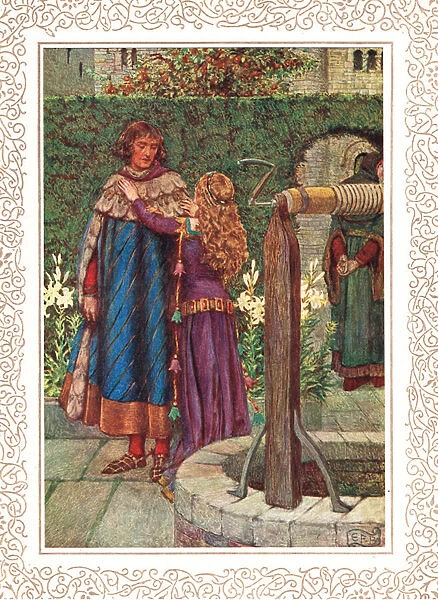 But to be with you still, to see your face... illustration from Idylls of the King by Alfred Tennyson (1809-92), published by Hodder & Stoughton, 1910 (colour litho)