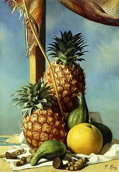 Still-life with Pineapples; Nature Morte avec Ananas, (oil on canvas)