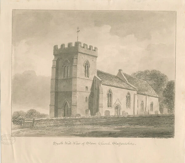 Stowe Church: sepia wash drawing, 1841 (drawing)