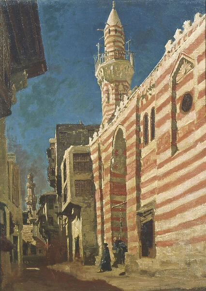 Street in an Arab City (oil on canvas)
