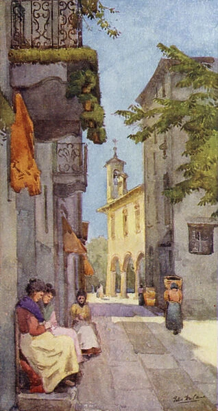 A Street at Orta (colour litho)