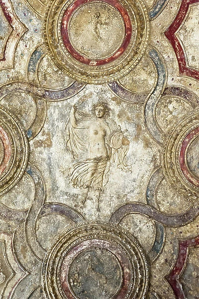 Stucco ceiling with Venus, Stabian spas, ancient city of Pompeii, Gulf of Naples, Campania, Italy, Europe