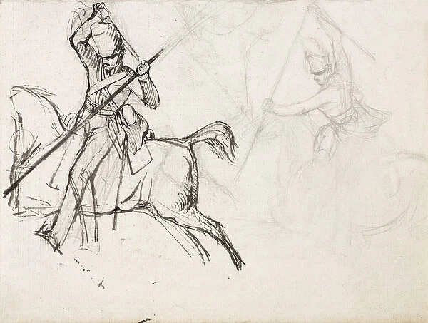 Studies for the figure of Sergeant Ewart, Scots Greys, for the painting showing his