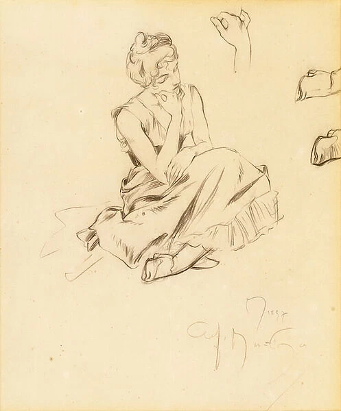 Study of a Seated Woman, 1897 (pencil on paper)