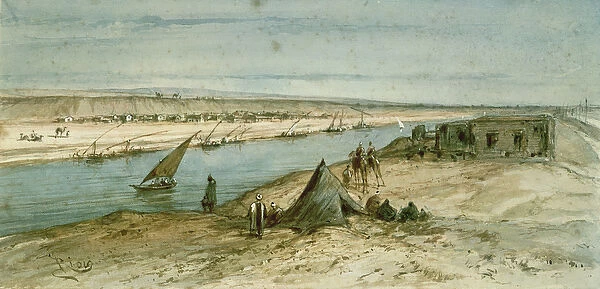 The Suez Canal, from a souvenir album commemorating the Voyage of Empress Eugenie