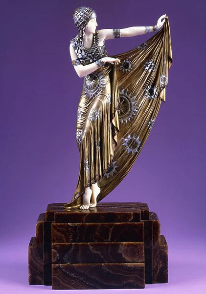 Sunburst, early 20th century (gilt and cold-painted bronze, onyx base)