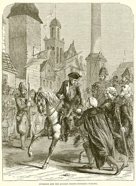 Suvaroff and the Russian Troops entering Warsaw (engraving)