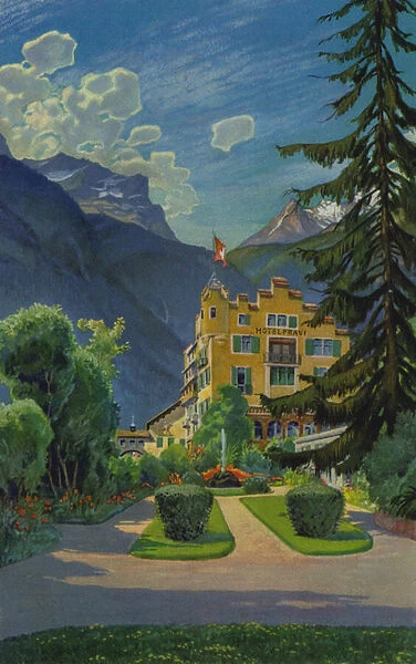 Swiss Spas: Andeer, Hotel Fravi (colour litho)