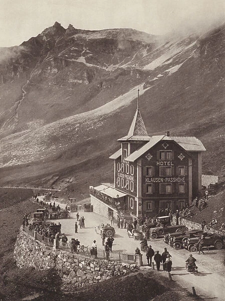 Switzerland: The Klausen Pass Hotel (b  /  w photo)