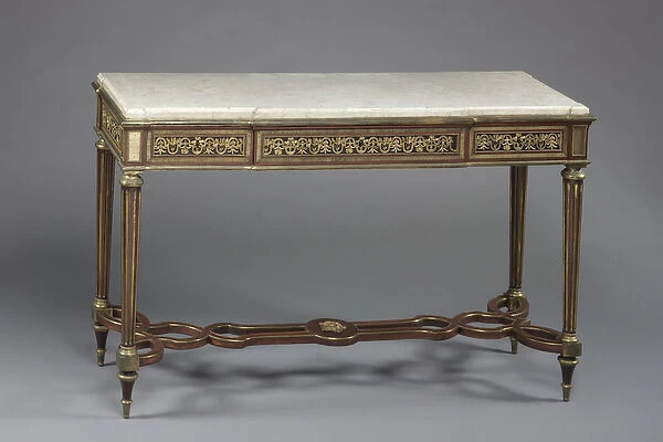 Table, c. 1780-1790 (mahogany, gilt bronze, marble top)