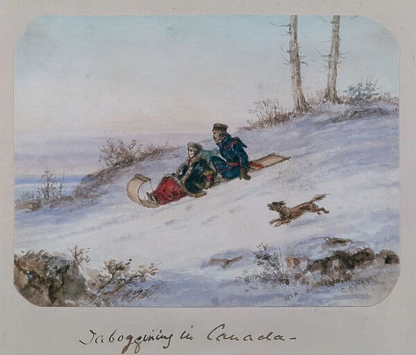 Taboggining in Canada, 1855 (w  /  c)