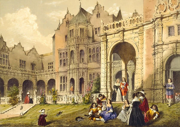 Taking refreshment on the terrace lawn, Holland House, Kensington from