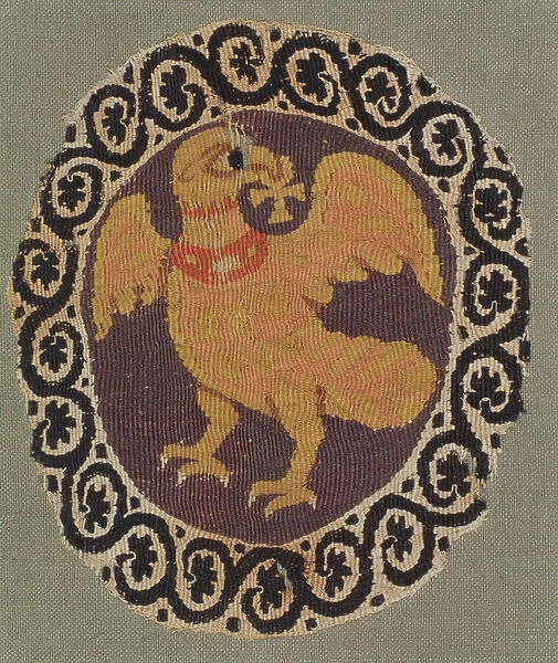 Tapestry-woven roundel from a tunic (linen & wool)