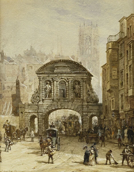 Temple Bar, (pencil and watercolour heightened with white)