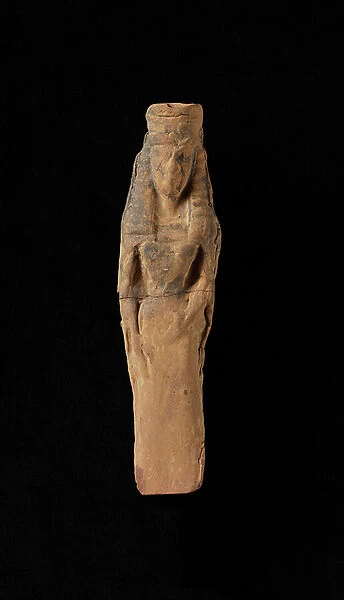 Terracotta female figurine wearing calathos, -99 BC (terracotta)