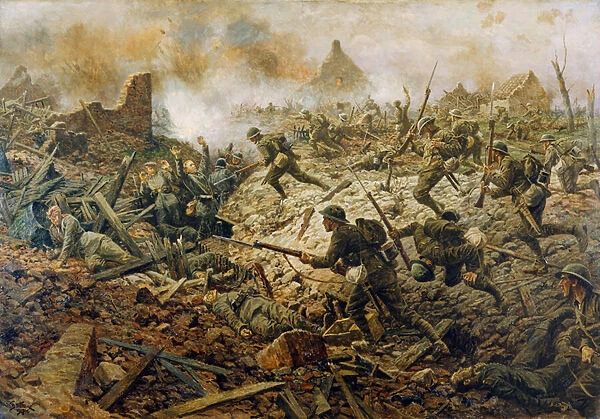 The Territorials at Pozieres on 23rd July 1916, 1917 (oil on canvas)