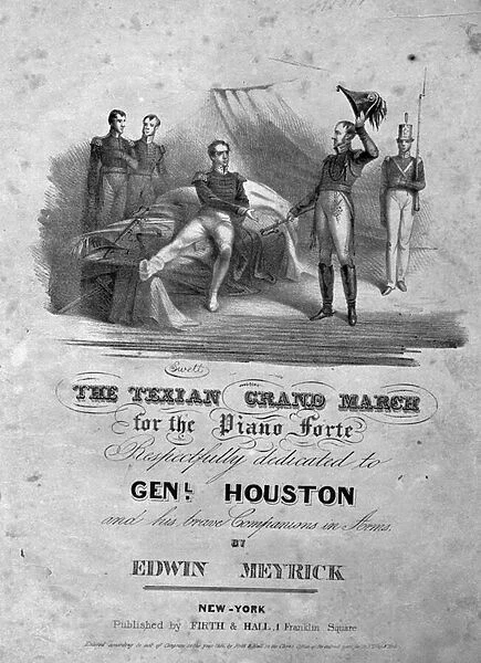 The Texian Grand March, 1836 (engraving) (b  /  w photo)