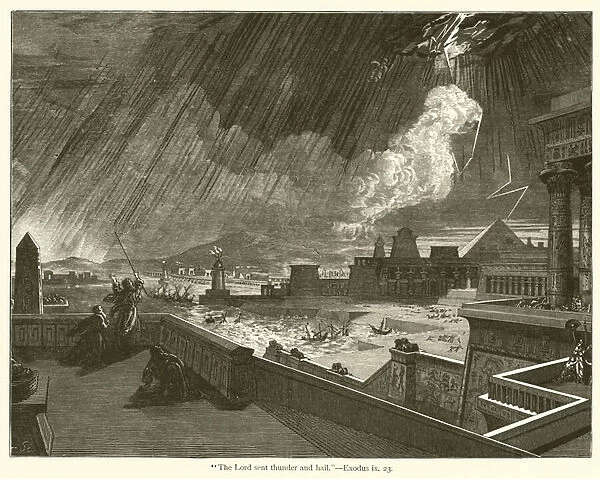 'The Lord sent thunder and hail', Exodus, ix, 23 (engraving)