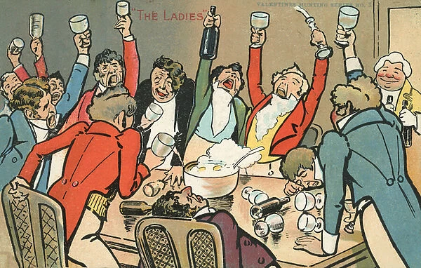 Toasting the Ladies after the hunt (colour litho)