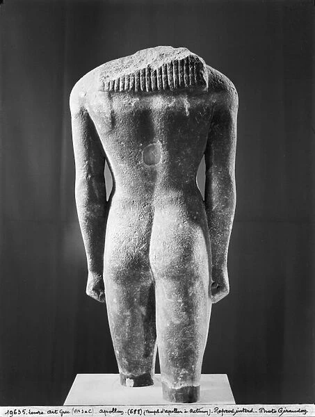 Torso of a kouros, from Actium, c. 570 BC (marble) (b  /  w photo) (see also 24996)
