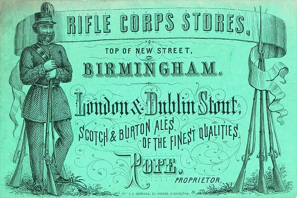 Trade card, Rifle Corps Stores (engraving)
