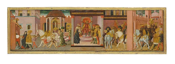 Trajan and the Widow: a cassone panel (tempera & gold on panel)