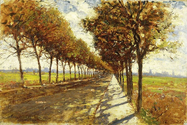 Tree-lined Avenue in Bremen, 1912 (oil on canvas)