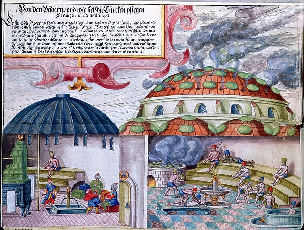 Turkish baths, late 16th century (w  /  c on paper)