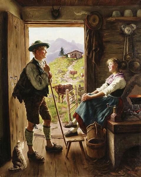 Tyrolean Couple, (oil on canvas)