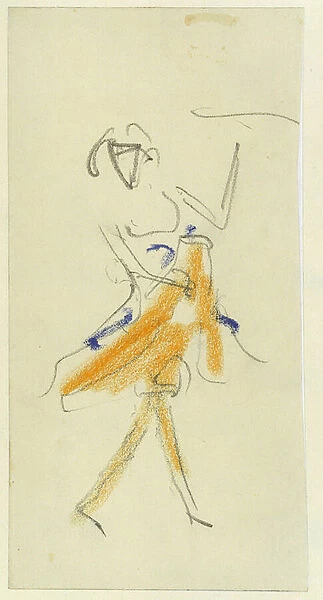 Une danseuse. Oeuvre de Ernst Ludwig Kirchner (1880-1938), crayon et pastel sur carton, 1909-1910. Art Allemand, 20e siecle, expressionnisme. Staatliche Museen, Berlin (Allemagne)