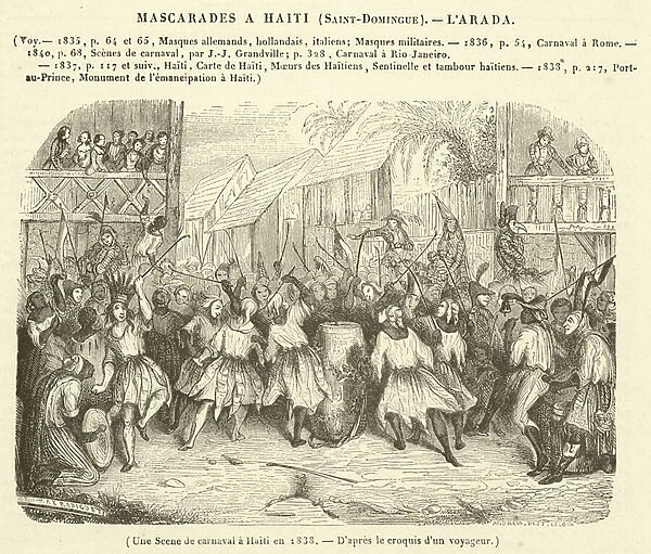 Une Scene de carnaval a Haiti en 1838 (engraving)