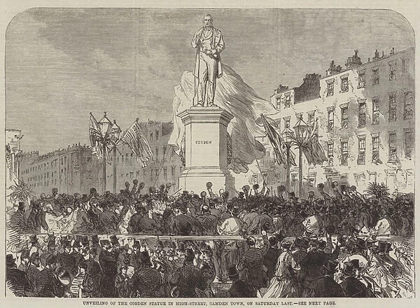 Unveiling of the Cobden Statue in High-Street, Camden Town, on Saturday Last (engraving)