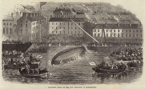 Upsetting Trial of the New Life-Boat at Queenstown (engraving)
