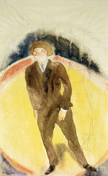 Vaudeville Figure, (watercolour and pencil on paper)