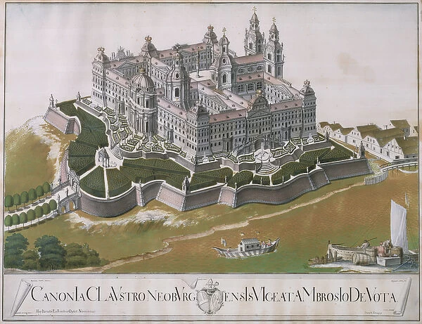 View of the Augustinian monastery of Klosterneuburg, showing plans for renovation