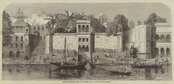 View of Benares, from the Ganges (engraving)