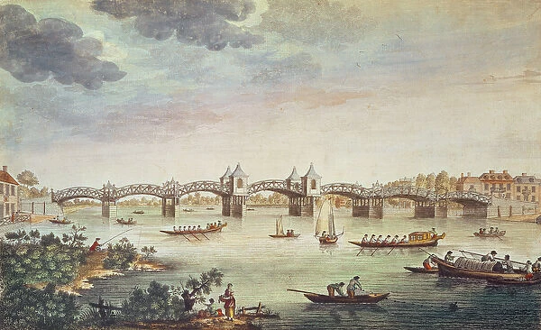 View of the Bridge over the Thames at Hampton Court, engraved by John Bowles (fl