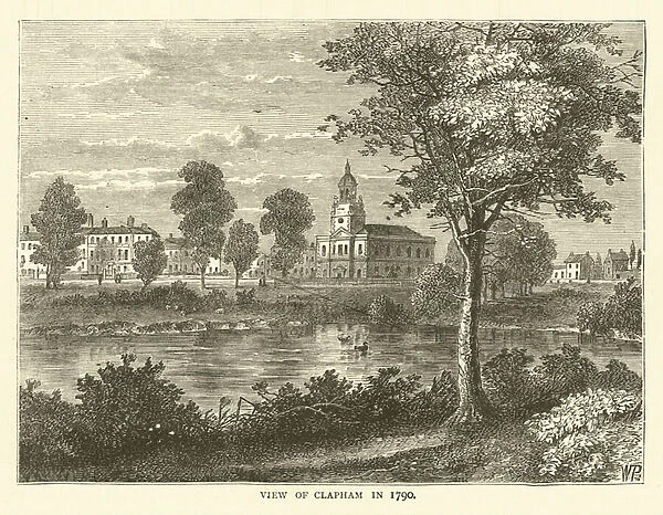 view of Clapham in 1790 (engraving)