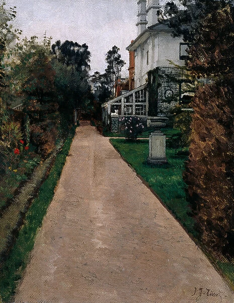 View of the garden at 17 Grove End Road, 1874-82 (oil on canvas)