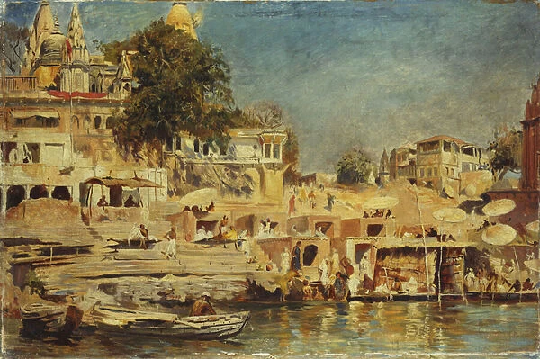 View of the Ghats at Benares, 1873 (oil on canvas)