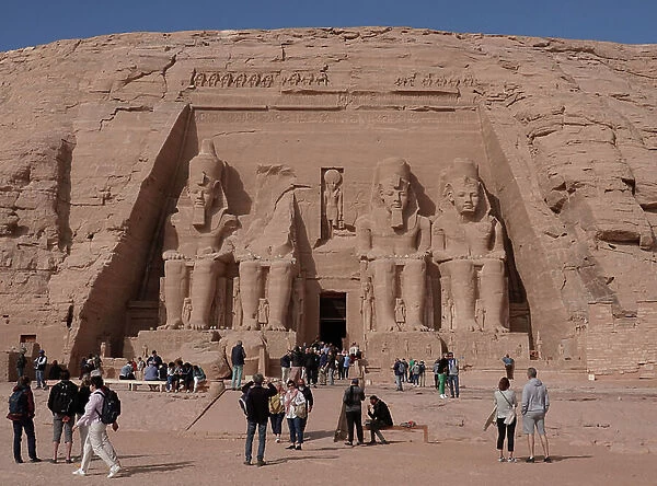 View of the Great Temple, Statues of Ramses II and Re, Abu Simbel