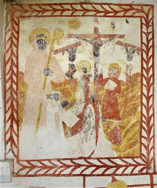 View of the inner fresco of the church of Saint Georges (12th century) in Saint Jeanvrin, Cher (18770), Centre, France. Photography 2010