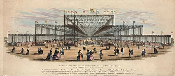 View of the Interior of the Building in Hyde Park for the Exhibition of 1851 (coloured engraving)