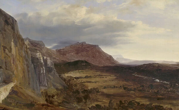 View of Saleve, near Geneva, 1834 (oil on paper, mounted to canvas)