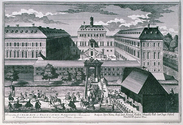 View of Schloss Ebersdorff near Vienna engraved by Georg-Daniel Heumann (1691-1759) (engraving)