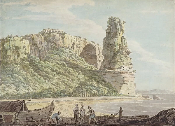A View at Terracina, 1778 (w  /  c, pen & ink over pencil on paper)