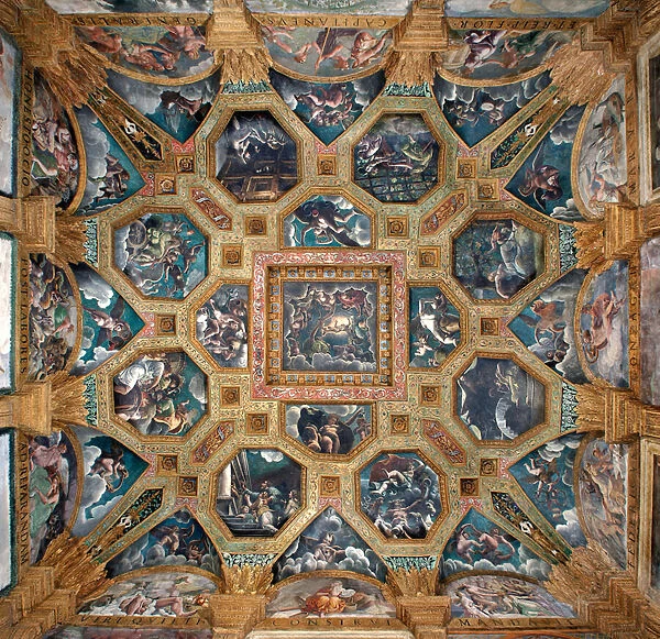View of the vault of the Chamber of Cupid and Psyche (Sala di Amore e Psiche), 1526-1528